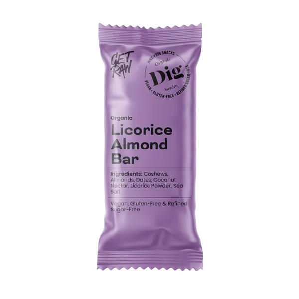 Bar GET RAW Licorice och Almond 42g