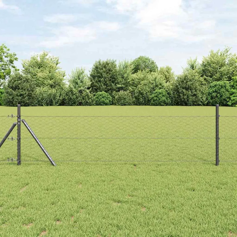 vidaXL Hexagonstängsel 0,8 x 100 m PVC Grå (#5853)