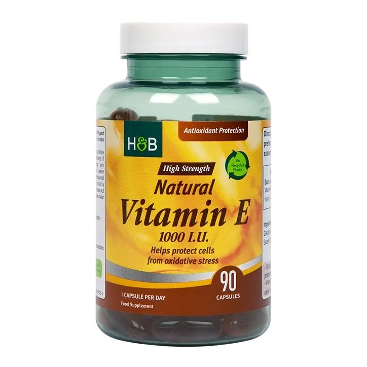 Holland & Barrett – Naturligt Vitamin E, 1000 IU, 90 kapslar
