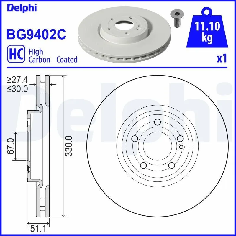 DELPHI BG9402C Bromsskiva