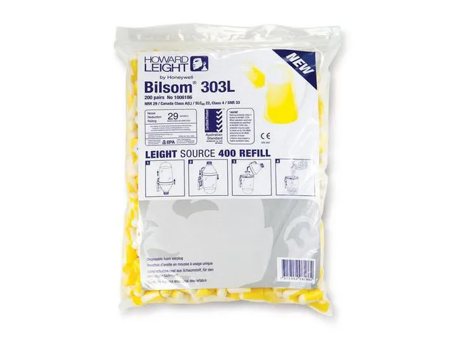 Howard Leight Bilsom 303L Öronproppar refill, 200 par Strl L
