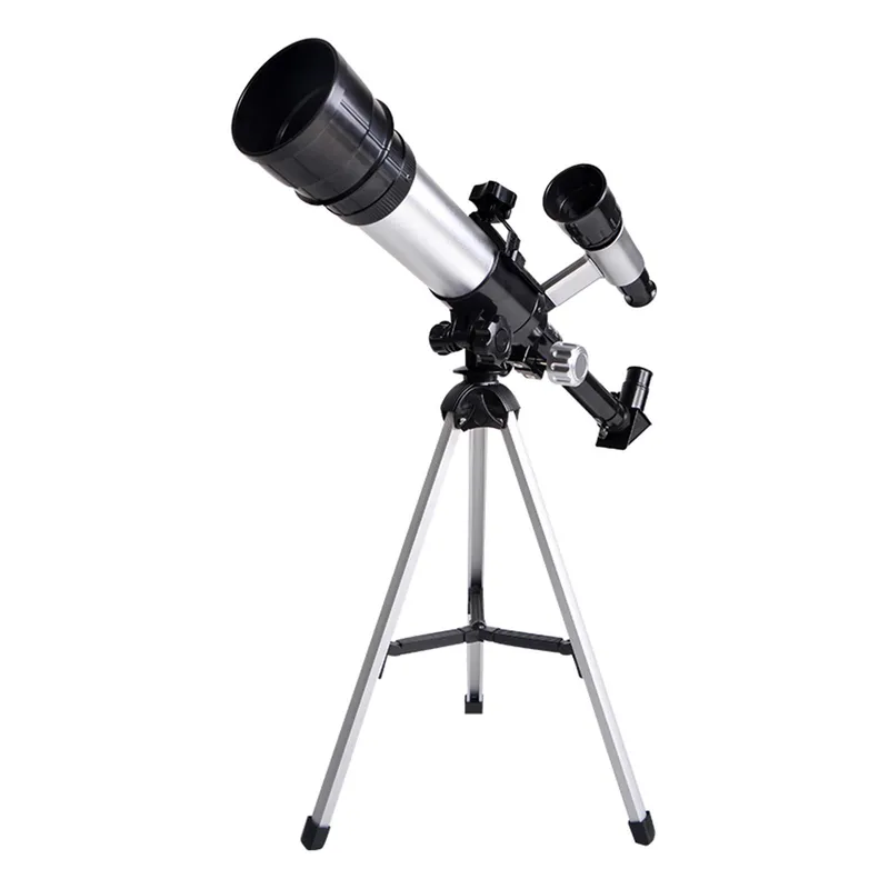Teleskop för barn vuxna nybörjare 50 mm legeringsöppning astronomiskt refraktorteleskop 100 mm silver