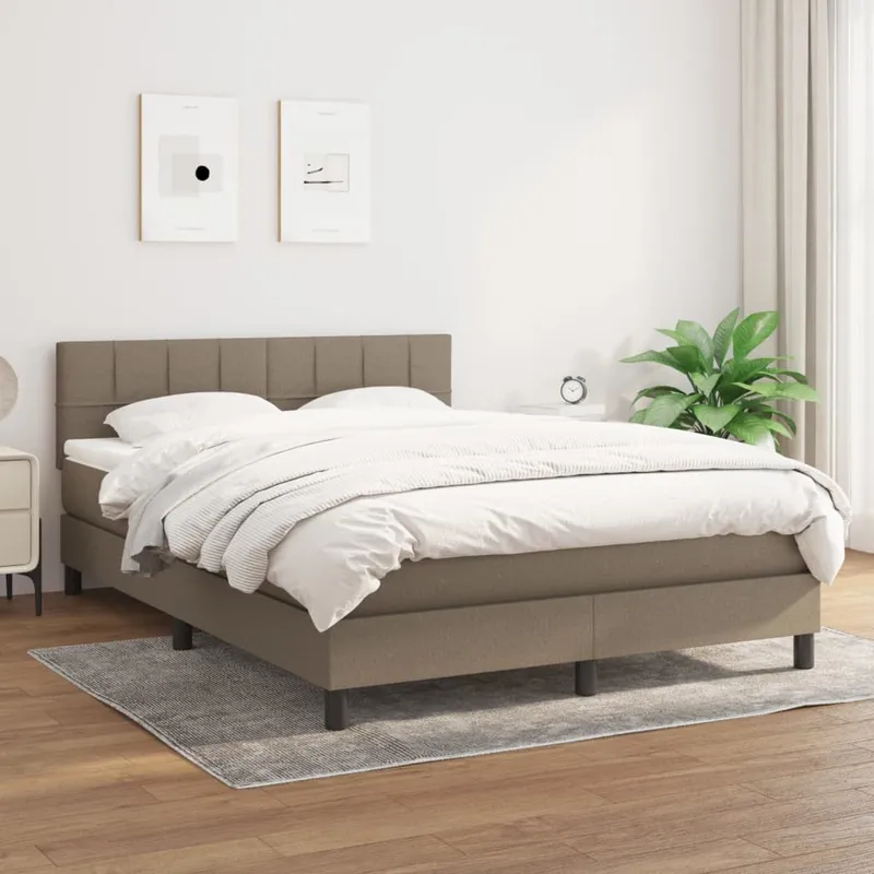 vidaXL Ramsäng med madrass taupe 140×190 cm tyg (#7177)