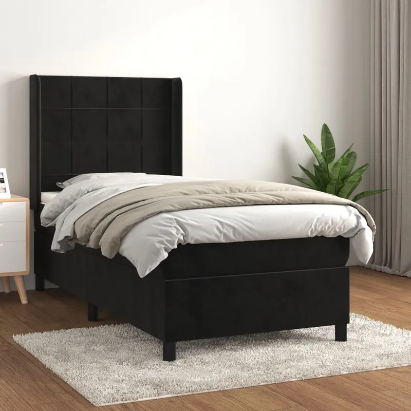 vidaXL Ramsäng med madrass svart 80×200 cm sammet (#4209)