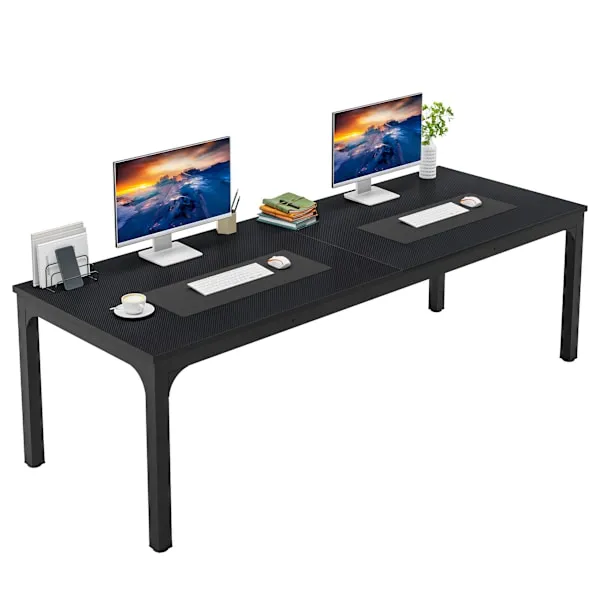 Tribesigns Datorbord, 200x70x75 cm, Dubbelt Långt Skrivbord, Svart