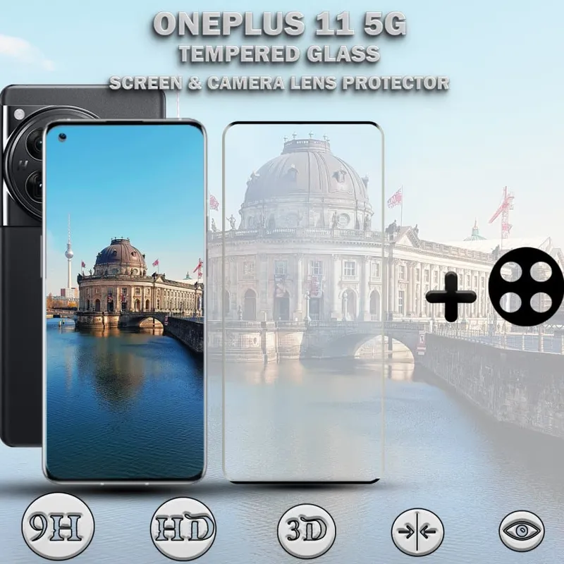 1-Pack ONEPLUS 11 5G Skärmskydd & 1-Pack linsskydd – Härdat Glas 9H – Super kvalitet 3D