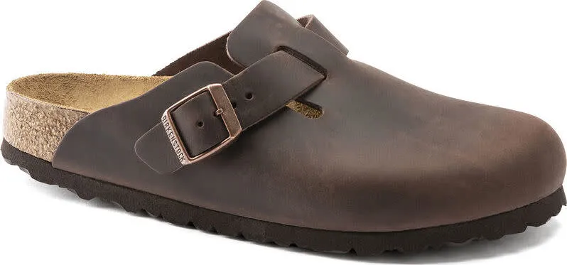 Birkenstock för kvinnor. 860133 Lädertofflor Boston Oiled (Smal passform) brun (39), Hud, Karta, Ingen, Casual