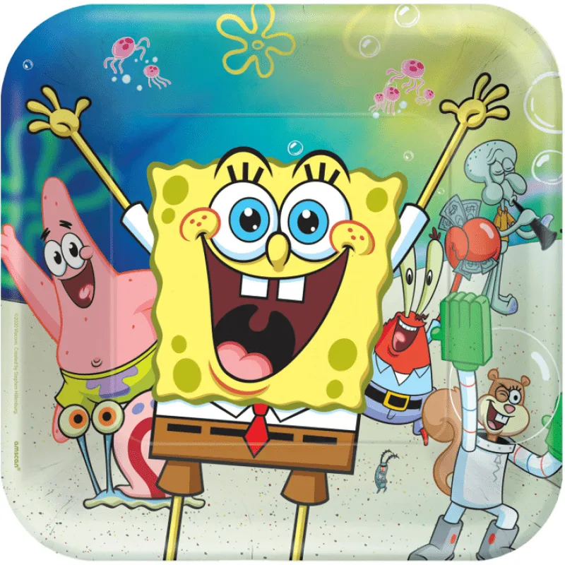 Papperstallrikar SvampBob Fyrkant – 8-pack
