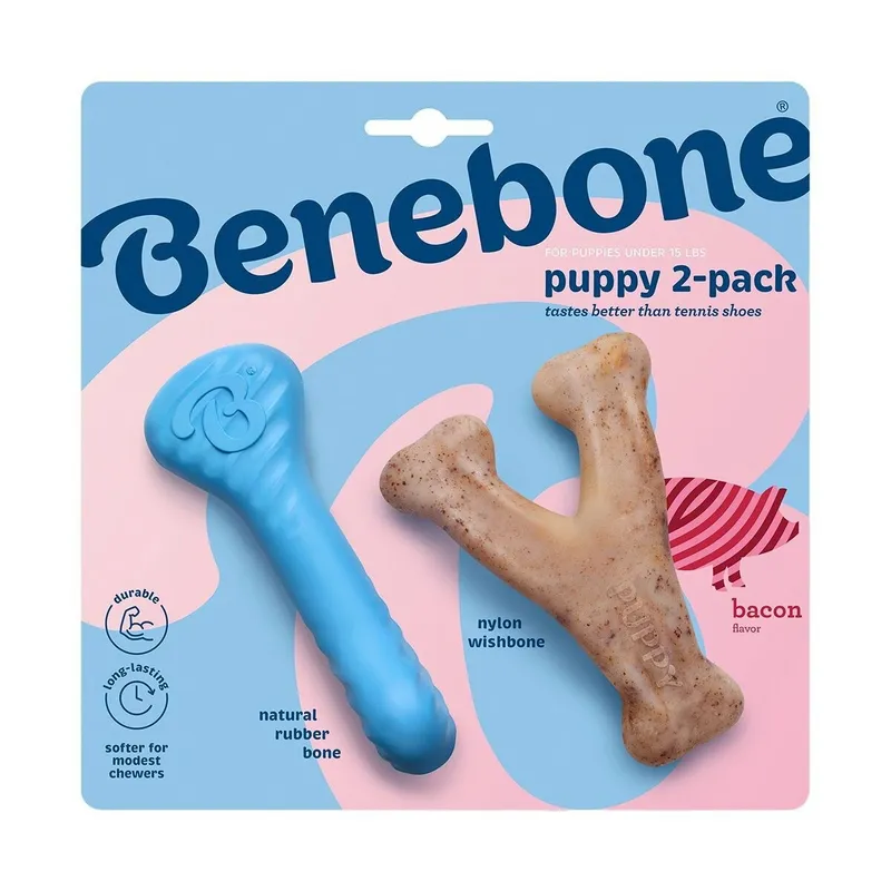 Benebone Gummiben & Wishbone Tuggleksaker till Valp 2-pack