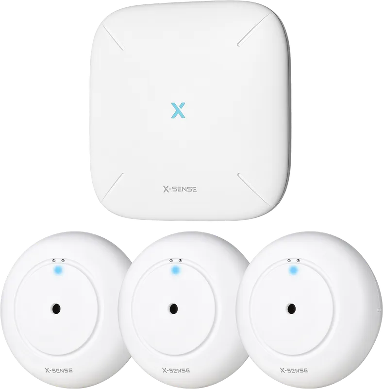 X-Sense SWS54 vattenläckagekit med 3 vattenvarnare - Vattenläckagekit med Basstation och 3 Vattenvarnare