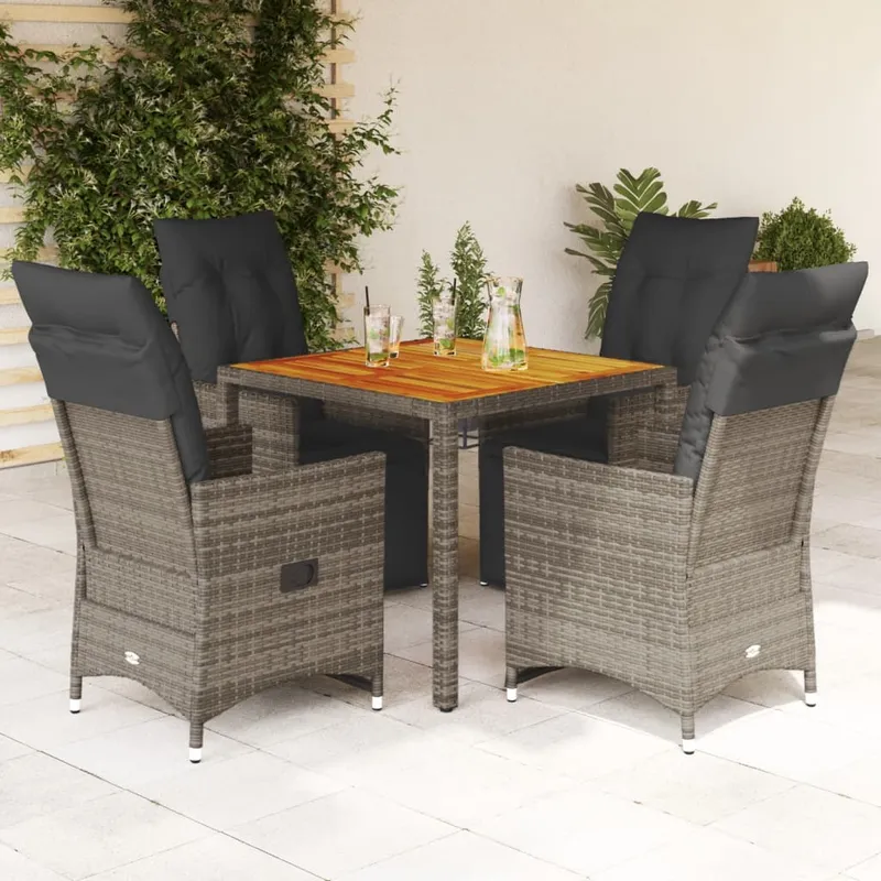 vidaXL Caféset med dynor 5 delar konstrotting grå (#6128)
