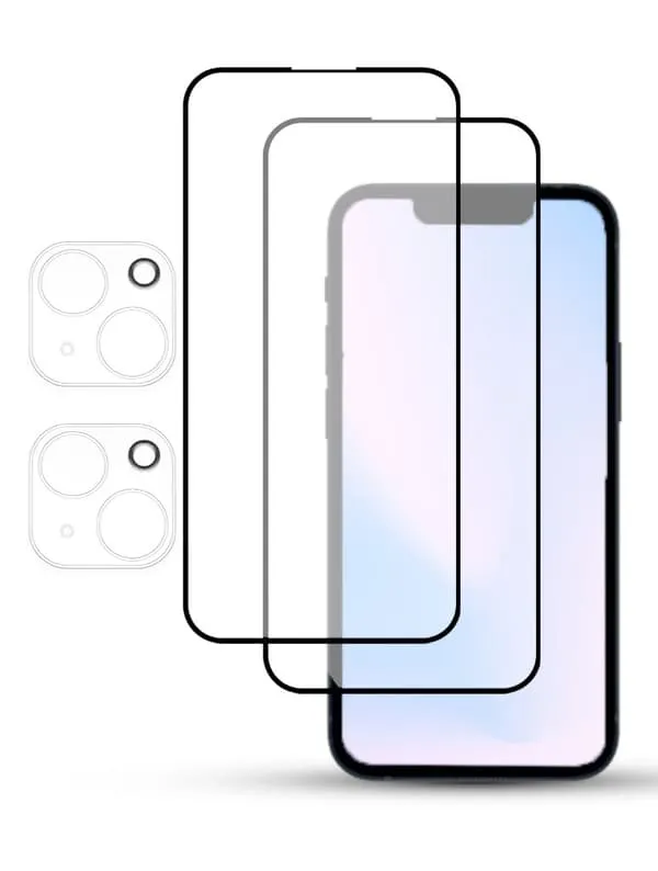 2-Pack IPHONE 15 SCREEN & 2 LENS Skärmskydd – Härdat Glas 9H – Super kvalitet 3D
