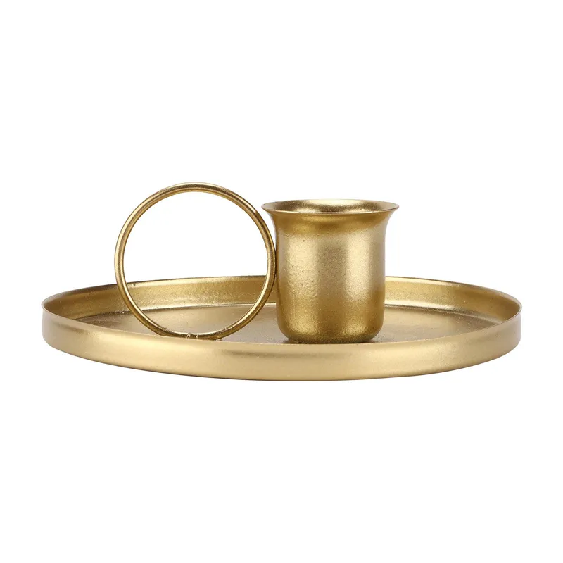 Retro Ljusstake Metall Smide Ljusstaksställ Ornament Hemdekoration Guld