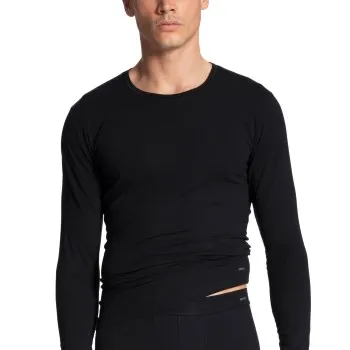 Calida Cotton Code Shirt Long Sleeve Svart bomull X-Large Herr
