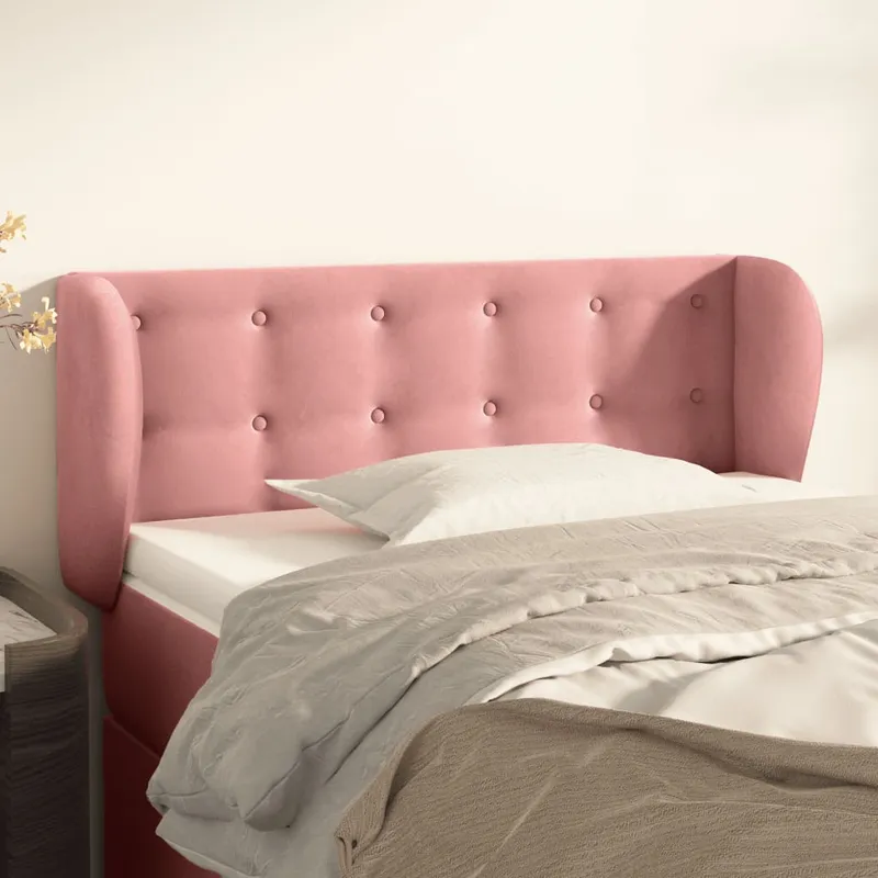 vidaXL Sänggavel med kanter rosa 83x23x78/88 cm sammet (#4898)