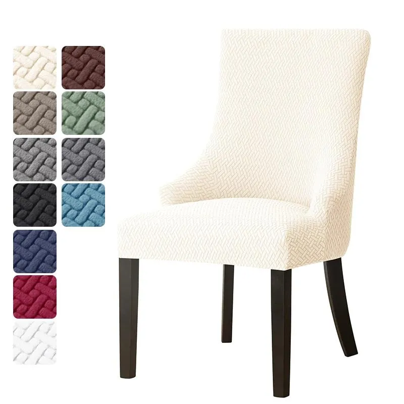 Jacquard Spisestoltrekk Høy Rygg Skråstoltrekk Stretch Aksent Bryllupsstoler Sete Slipcover For Hjem Selskap Bankett