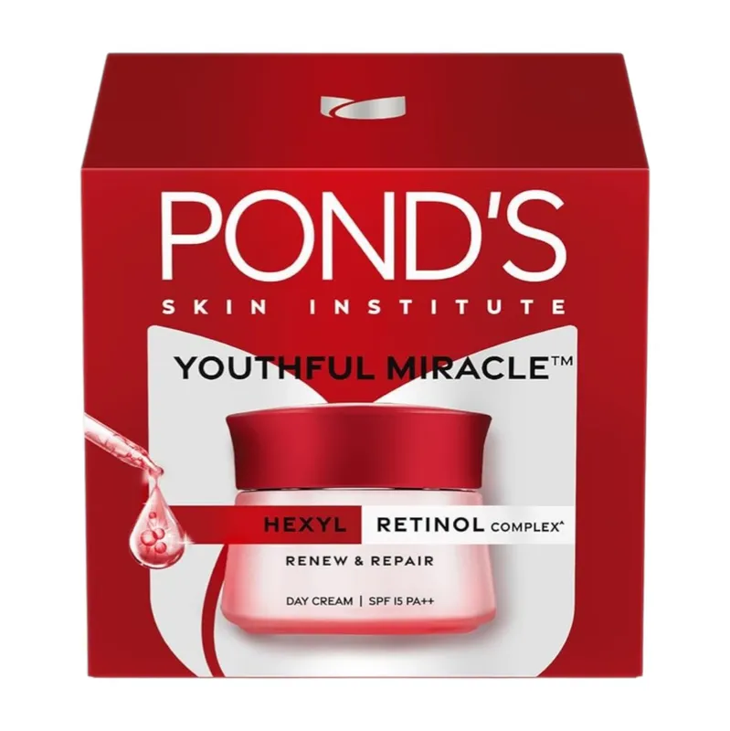POND’S Youthful Miracle Dagkräm 35g Med Hexyl Retinol Complex SPF 15 PA++ För Strålande Fast Hud, Anti-Aging Återfuktare För Daglig Användning