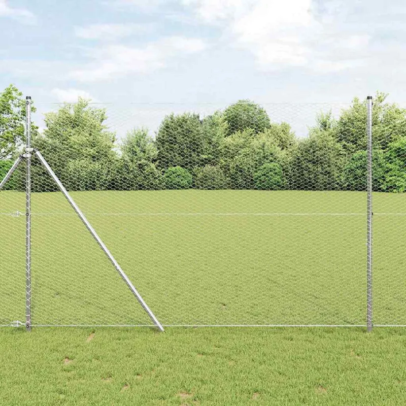 vidaXL Hexagonstängsel 1,5 x 50 m Galvaniserat stål Silver (#7086)