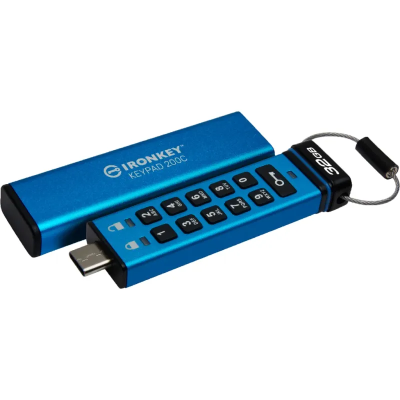 Kingston Ironkey Keypad 200 32gb Usb-c Blå