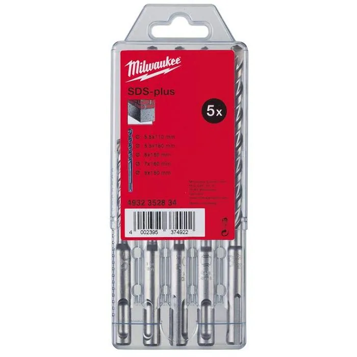 Milwaukee M2 4932352834 Hammarborrsats SDS-Plus, 2-skärs, 5 delar