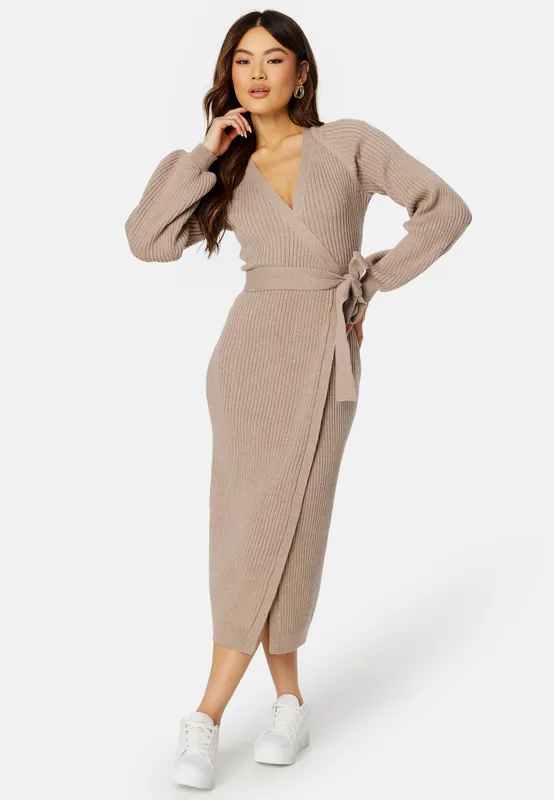 Wrap Rib Knitted Midi Dress (#5811)