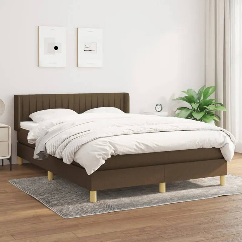 vidaXL Ramsäng med madrass mörkbrun 140×190 cm tyg (#2016)