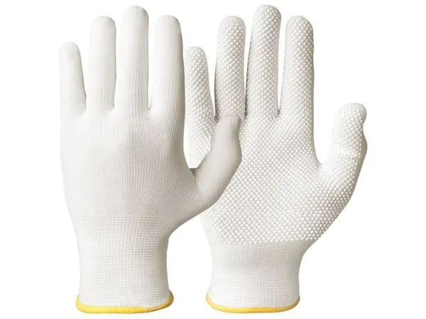 Bomullshandske Dots 0483 vit stl