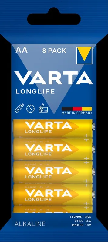 VARTA Longlife Alkaline AA-batteri LR06, 8-pack