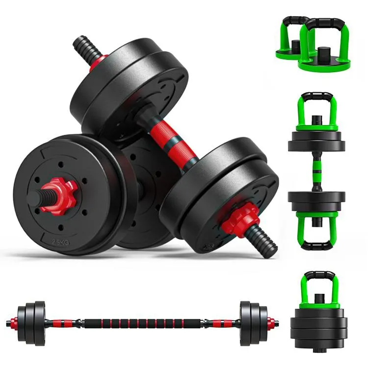 Multikit – Hantel, Kettlebell och skivstång RÖD/GRÖN/SVART 15kg