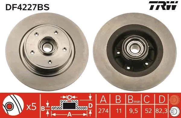 Bromsskiva TRW DF4227BS