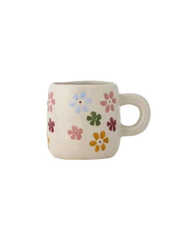 Bloomingville Millie kopp 11 cl Vit, blommor