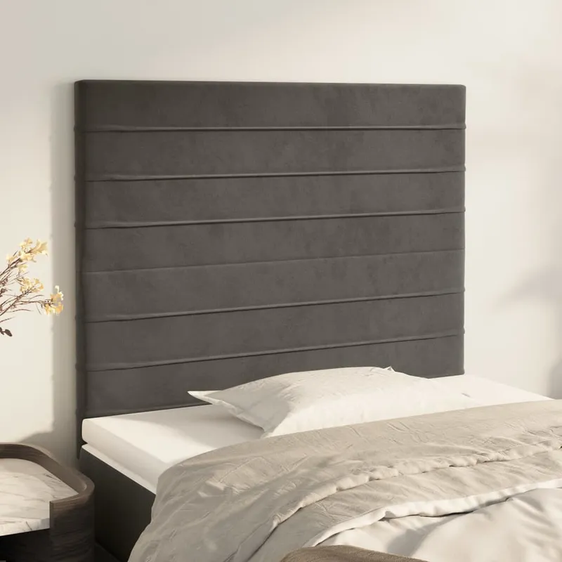 vidaXL Sänggavel mörkgrå 100x5x118/128 cm sammet (#3793)