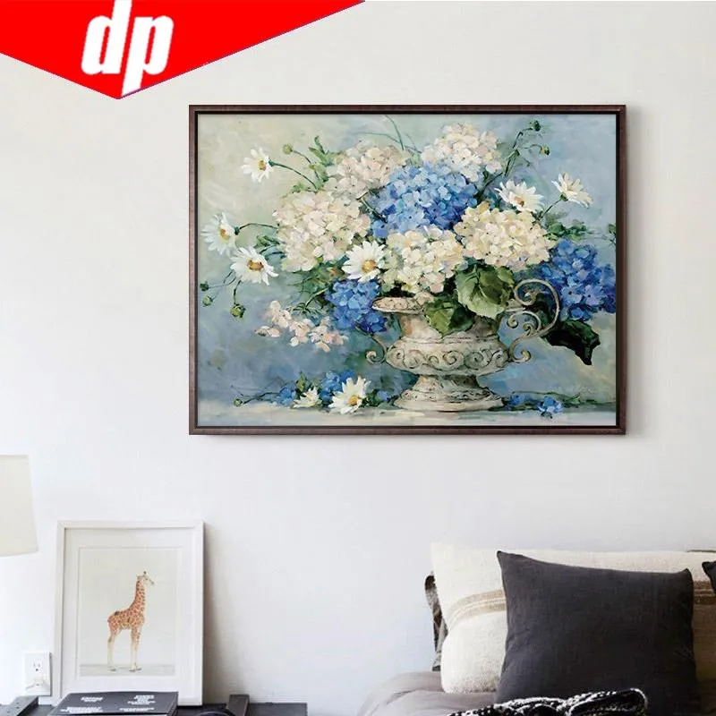 Gör-det-själv-fåglar Europeiska blommor Målning Rund Strass Diamantbroderi Hantverk Korsstygn 20X30