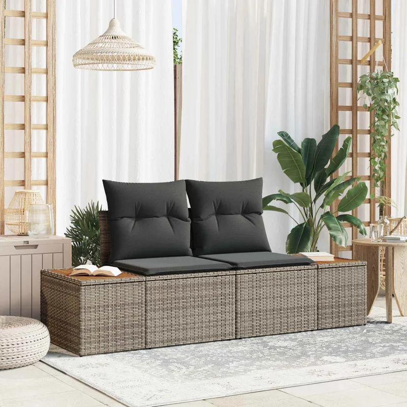vidaXL Trädgårdsoffa Grå 184 x 62 x 85cm konstrotting (#9968)