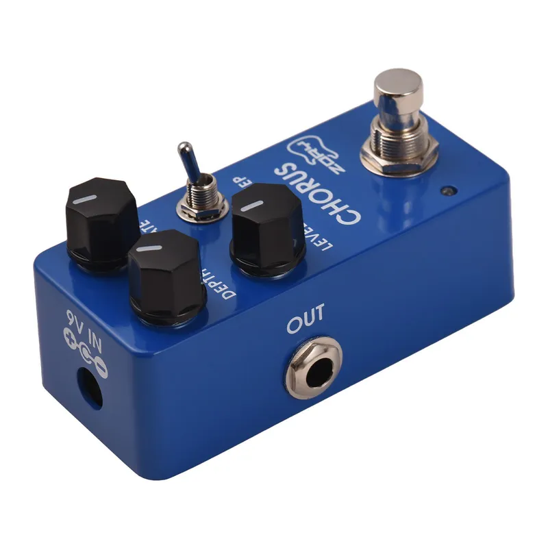 ZORY Gitarr Analog Chorus Effektpedal DEPTH/RATE/LEVEL/DEEP Mångsidiga Kontroller DC 9V 6.35mm blå