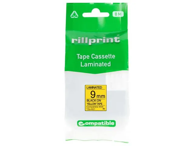 Tape 9mm TZe-621 svart på gul