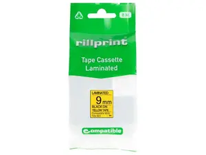 Tape 9mm TZe-621 svart på gul