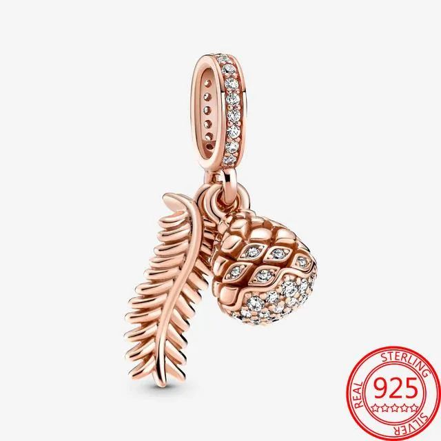 Nyhet 925 Sterlingsølv Liten Gul And Rosa Luftballong Anheng Passer Mote Armbånd Halskjede Smykker Gave Laging (#9081)