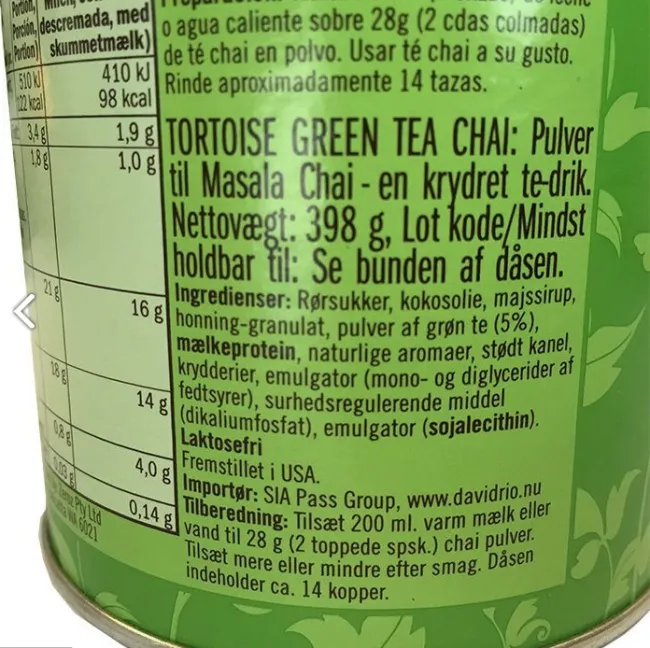 David Rio Tortoise Green Tea Chai 1,816 kg