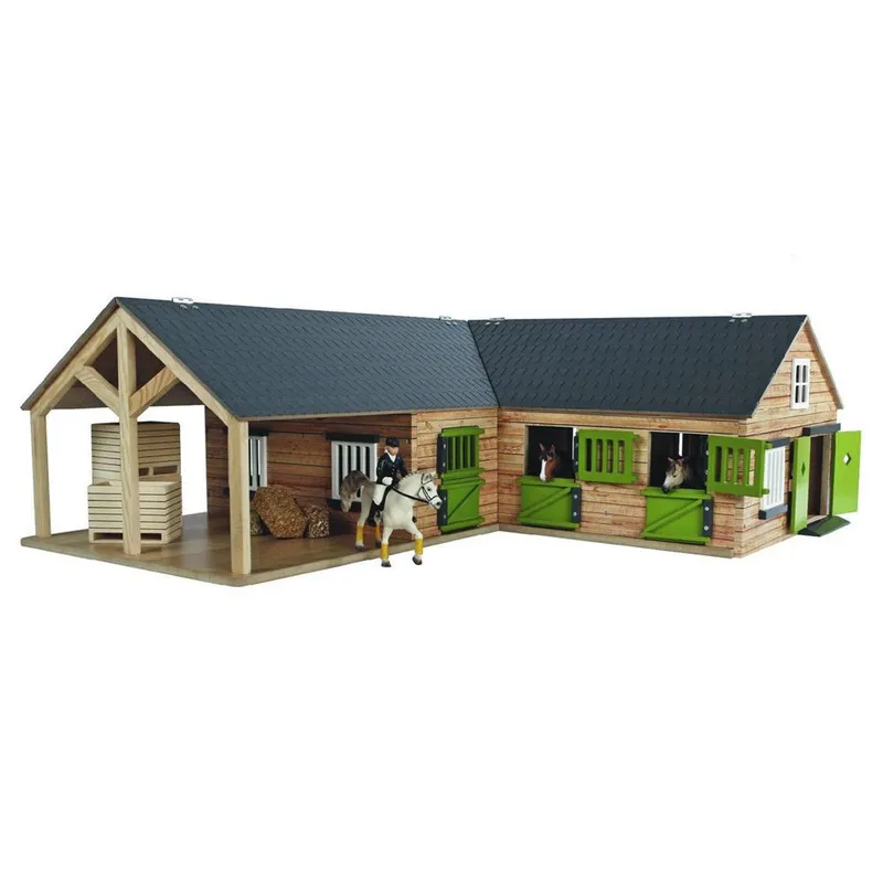 Kids Globe - Horse Corner Stable with 3 Boxes and Storage 1:24