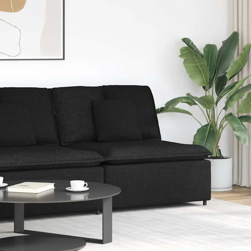 vidaXL Modulär soffmodul i mitten med dynor svart 100 cm