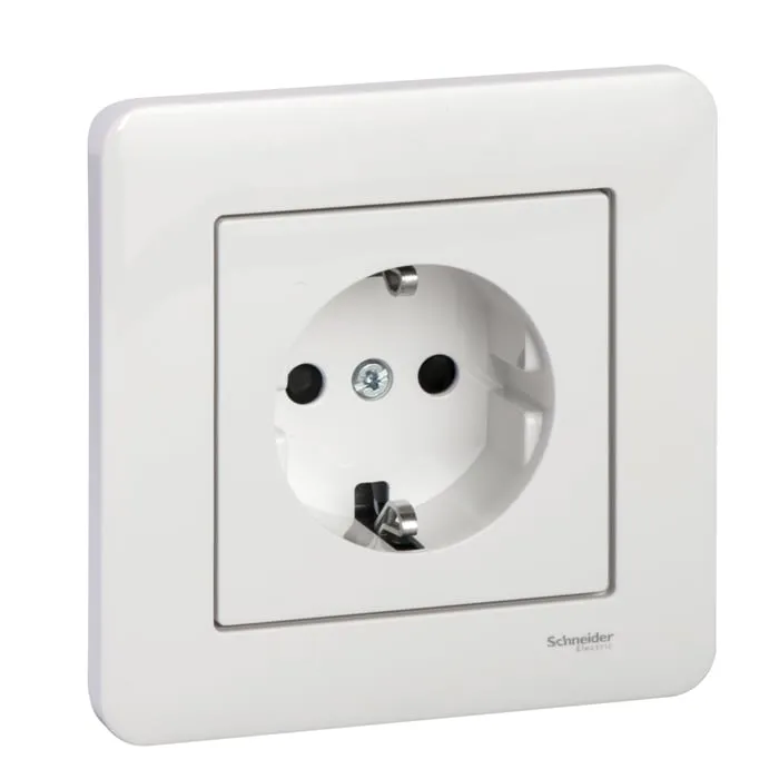 Schneider Electric Exxact WDE008276 Vägguttag infällt, jordat, 1-vägs, löstagbar ram