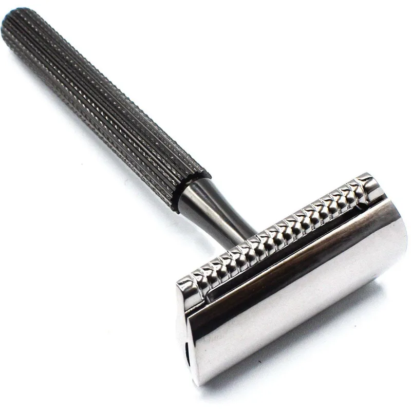 Parker Shaving 78R Gunmetal- Unisex Textured Long Handle Three piece Safety Razor