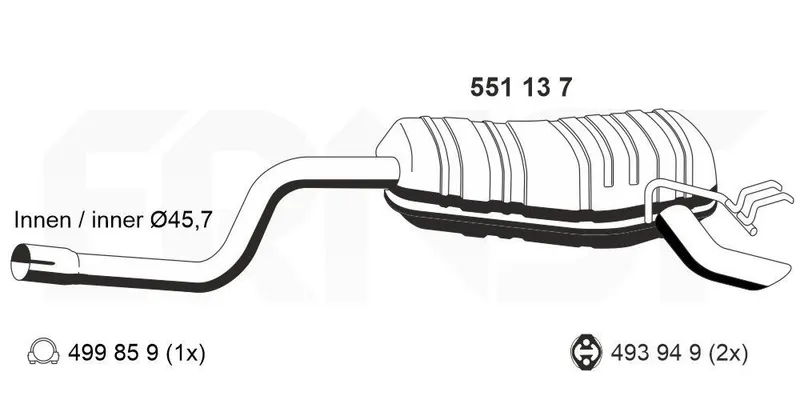Bakre ljuddämpare ERNST 551137