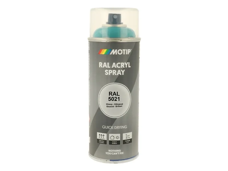 Sprayfärg RAL 5021 Högglans Vattenblått 400ml Motip