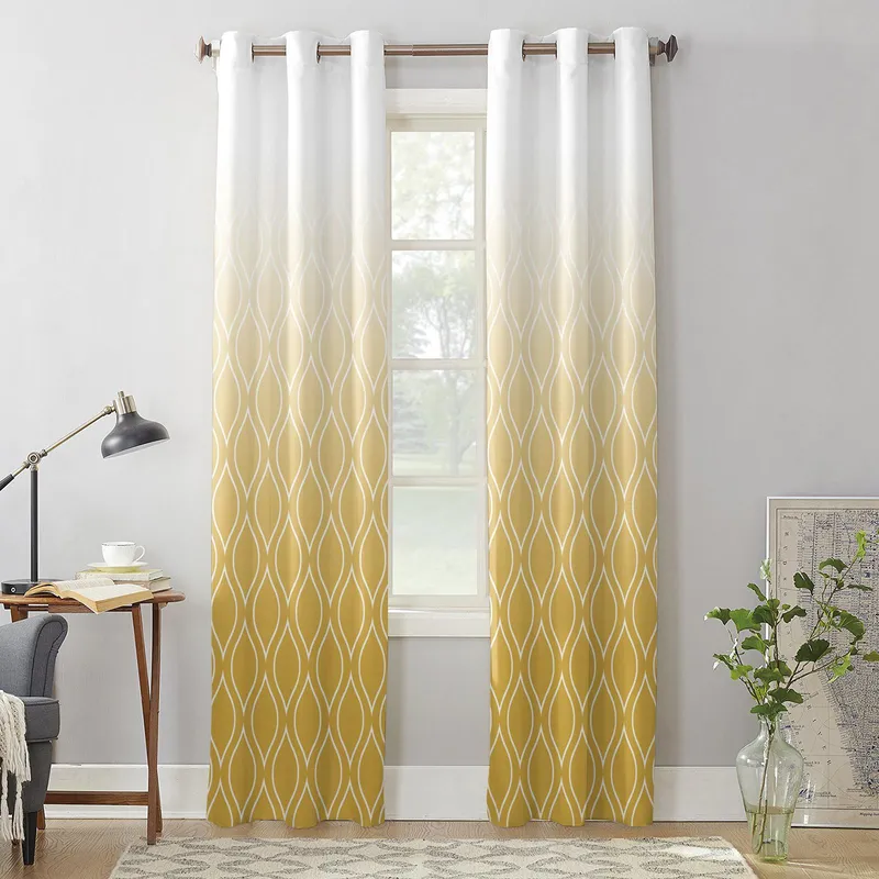 Marokko Gul Gradient Vinduer Gardiner Stue Soverom Vindusdekorasjoner Husholdning Kjøkkengardiner 135W x 60H(cm) x1