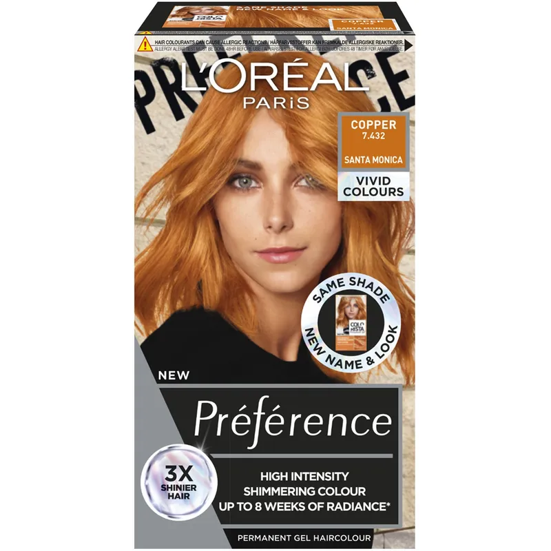 L'Oréal Paris Préférence Vivid Colours Permanent Hårfärg 7.432 Copper