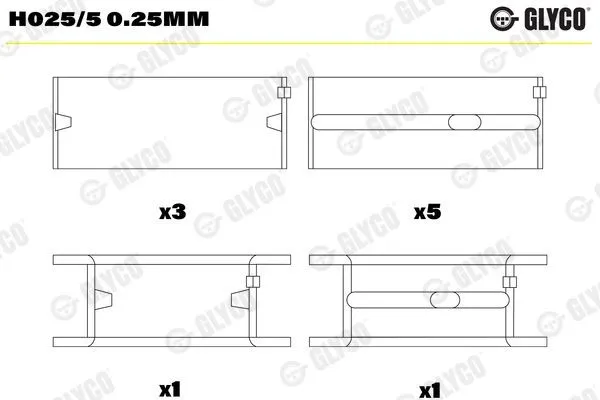 Vevlager GLYCO H025/5 0.25mm