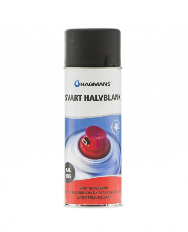 SPRAYFÄRG HAGMANS SVART HALVBLANK | Beijerbygg Byggmaterial