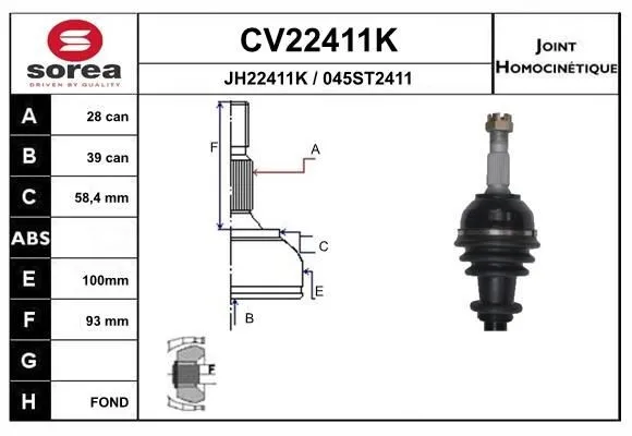 Ledsats, drivaxel EAI CV22411K